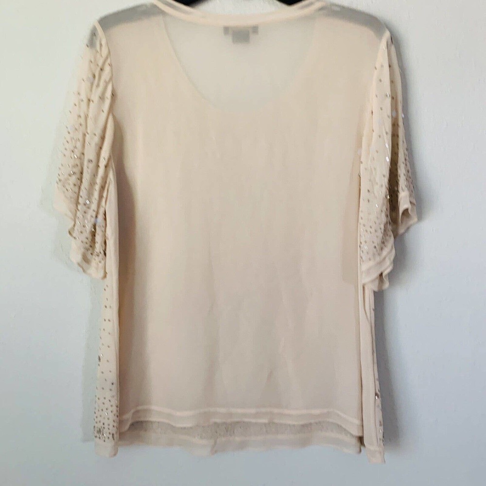 As By Df Soft Pink Sequin Double Layer Sheer Blou… - image 5